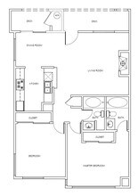 2 Bed 2 Bath floor plan